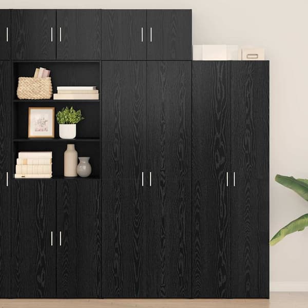 vidaXL Oppbevaringsskap 3 pcs Svart Eik