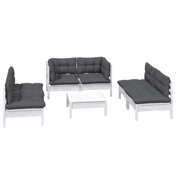 vidaXL Hagesofagruppe med puter 7 deler heltre furu