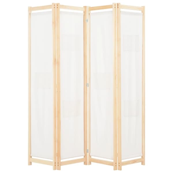 vidaXL Romdeler 4 paneler kremhvit 160x170x4 cm stoff