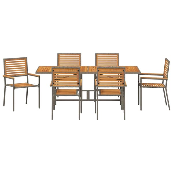vidaXL Hage Spisegruppe 7 pcs Grå og Brun polyrotting
