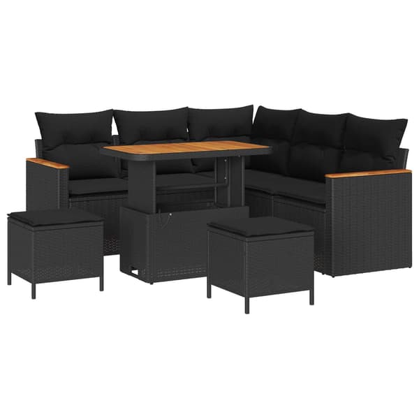 vidaXL Trädgårdsoffset 8 pcs Svart konstrotting