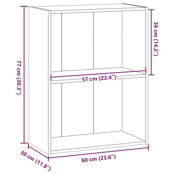 vidaXL Bokhylle artisan eik 60x30x77 cm konstruert tre