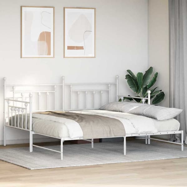 vidaXL Dagbäddram Vit 90 x 200 cm Stål