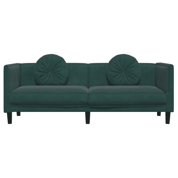 vidaXL Soffa med kuddar 3-sits mörkgrön sammet