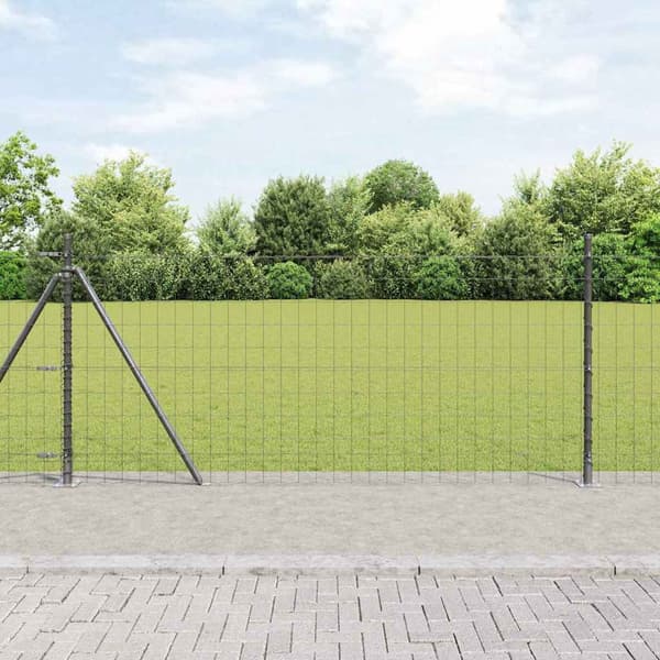 vidaXL Gjerde med stolpe Grå 1 x 25 m Stål og PVC