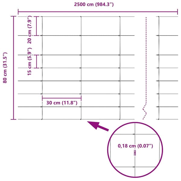 vidaXL Jordegjerde sølv 25 x 0,8 m Galvanisert stål