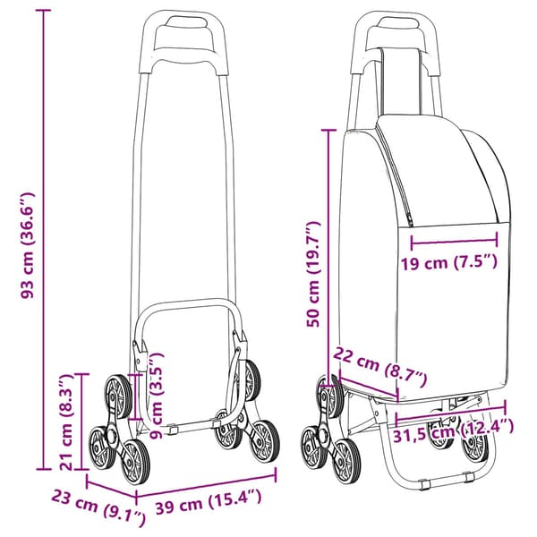 vidaXL Handlevogn Blå 39,5 x 33 x 93 cm Oxford-stoff