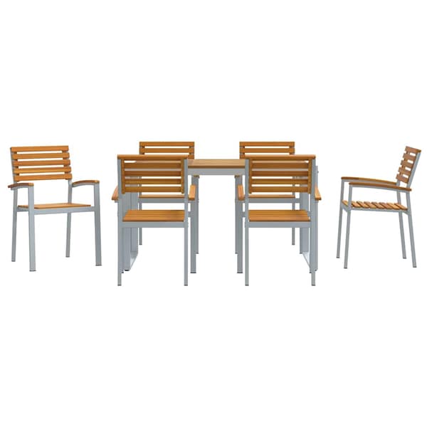 vidaXL Hage Spisegruppe 7 pcs Grå Solid akasietre