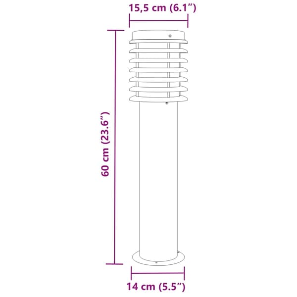 vidaXL Utendørs gulvlamper 3 stk sølv 60 cm rustfritt stål