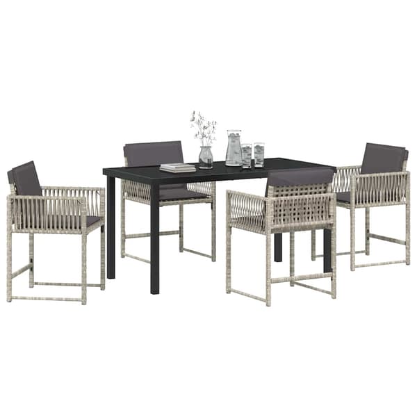 vidaXL Hage Spisegruppe 5 pcs Lysegrå polyrotting