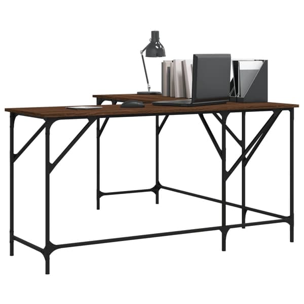 vidaXL Skrivebord brun eik 149x149x75 cm konstruert tre