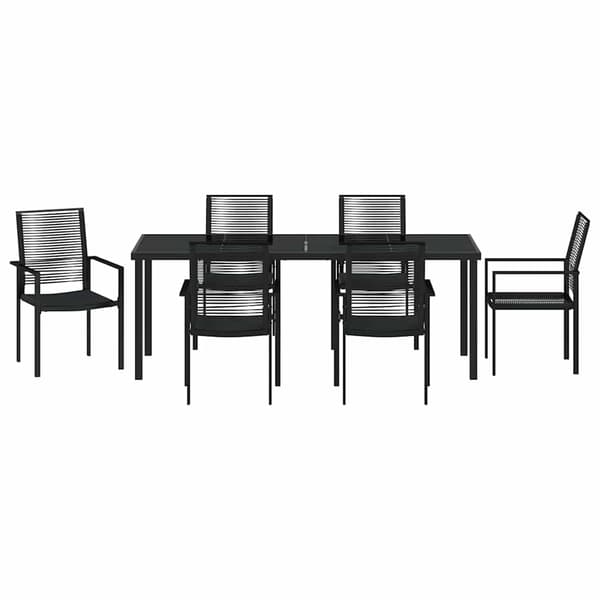 vidaXL Trädgårdsmöbelset 7 pcs Svart Pulverlackerat stål