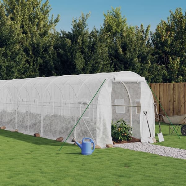 vidaXL Växthus med stålram vit 48m² 24x2x2 m