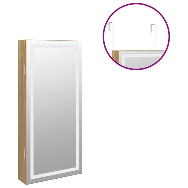 vidaXL Speilskap med LED-lys veggmontert