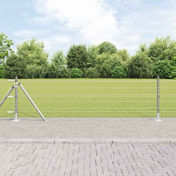 vidaXL Gjerde med stolpe sølv 0,6 x 25 m Stål