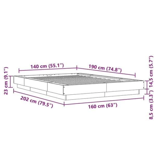 vidaXL Sengeramme hvit 140x190 cm konstruert tre