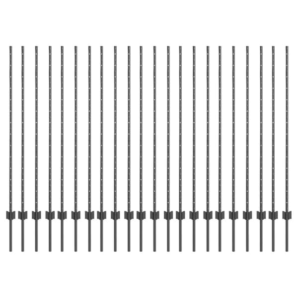 vidaXL Gjerdepåle 22 pcs Grå 180 cm Stål