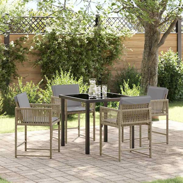 vidaXL Hage Spisegruppe 5 pcs Beige polyrotting
