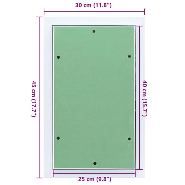 vidaXL Access Panel Grön, Silver Aluminium, Gips 450 x 300 x 12,5 mm