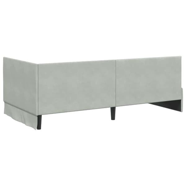 vidaXL Hörn sängram med sänggavel Ljusgrå 90 x 200 cm Sammet