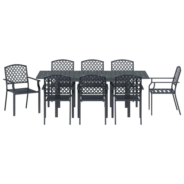 vidaXL Trädgårdsmöbelset 9 pcs Antracit Stål
