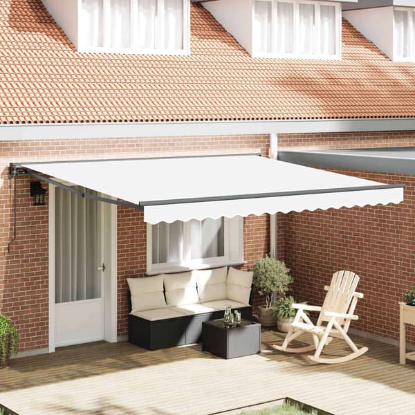 vidaXL Markisram Vit 400 × 300 cm Polyester med PU-beläggning
