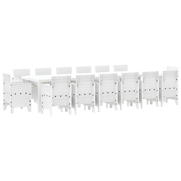 vidaXL Trädgårdsmöbelset 15 pcs Vit Polt rotting