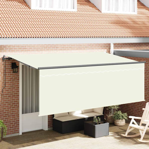 vidaXL Utfällbar markis Kräm 350 x 200 cm Polyester och aluminium