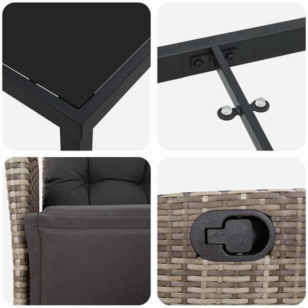 vidaXL Trädgårdsmöbelset med kudde 5 pcs Grå konstrotting