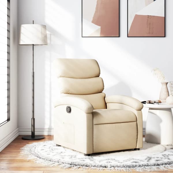 vidaXL Reclinerfåtölj gräddvit tyg