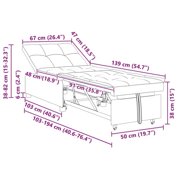 vidaXL Pull Out Sofa Bed Ljusgrå 194 x 50 x 82 cm tyg