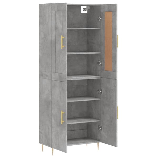 vidaXL Highboard betonggrå 69,5x34x180 cm konstruert tre