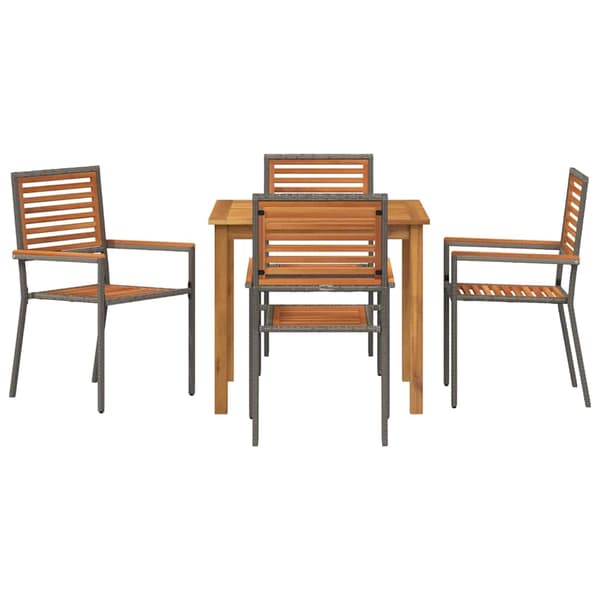 vidaXL Hage Spisegruppe 5 pcs Grå Solid akasietre