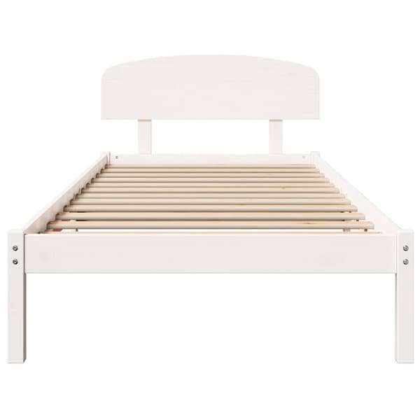 vidaXL Sengestamme med hodegjerde Hvit 75 x 190 cm Massiv furu