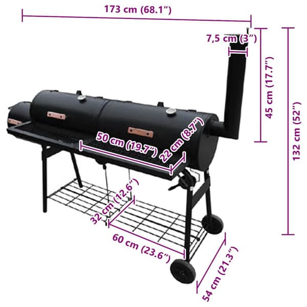 vidaXL Rökgrill Nevada XL svart