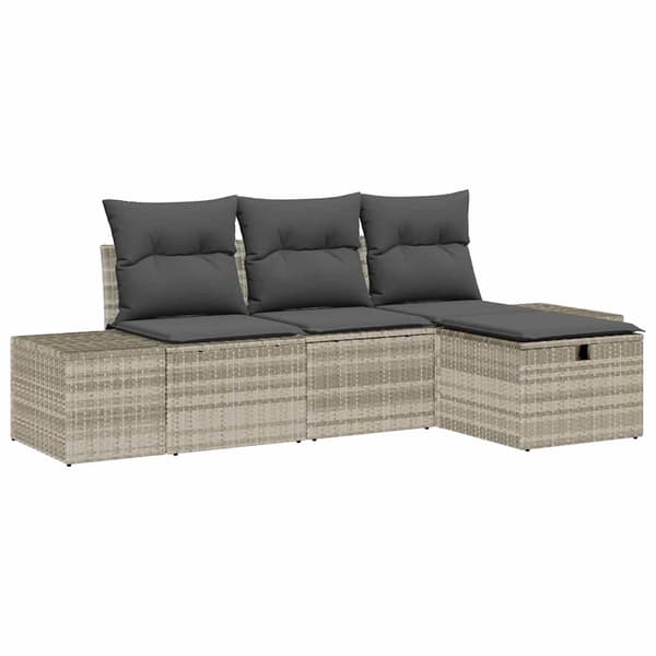 vidaXL Trädgårdsoffset med kudde 4 pcs Ljusgrå Poly rattan