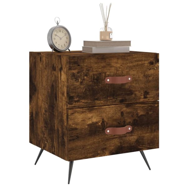 vidaXL Nattbord røkt eik 40x35x47,5 cm konstruert tre