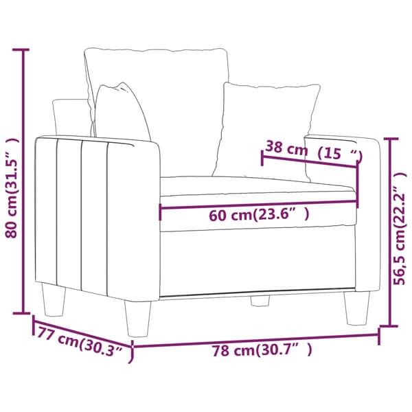 vidaXL Fåtölj ljusgrå 60 cm tyg