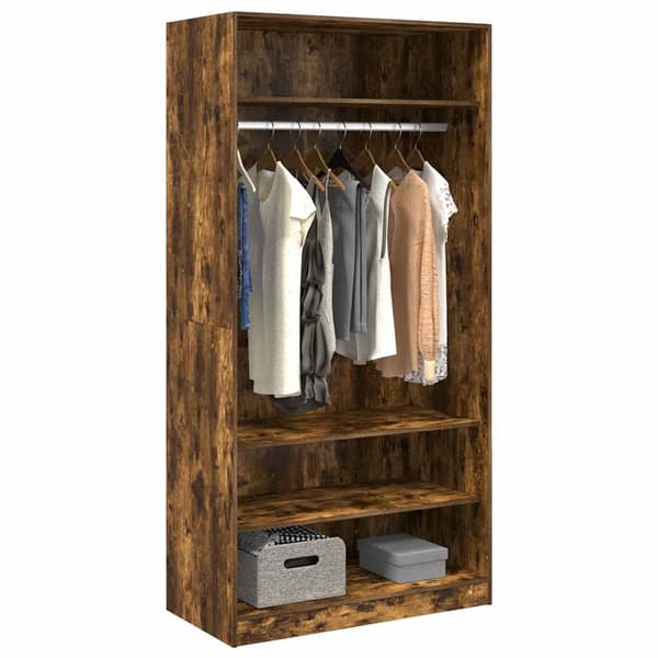 vidaXL Garderobe røkt eik 100x50x200 cm konstruert tre