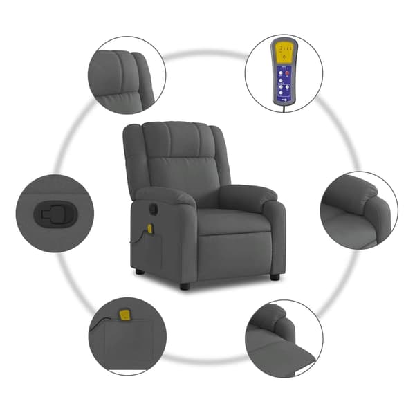 vidaXL Massagefåtölj mörkgrå tyg
