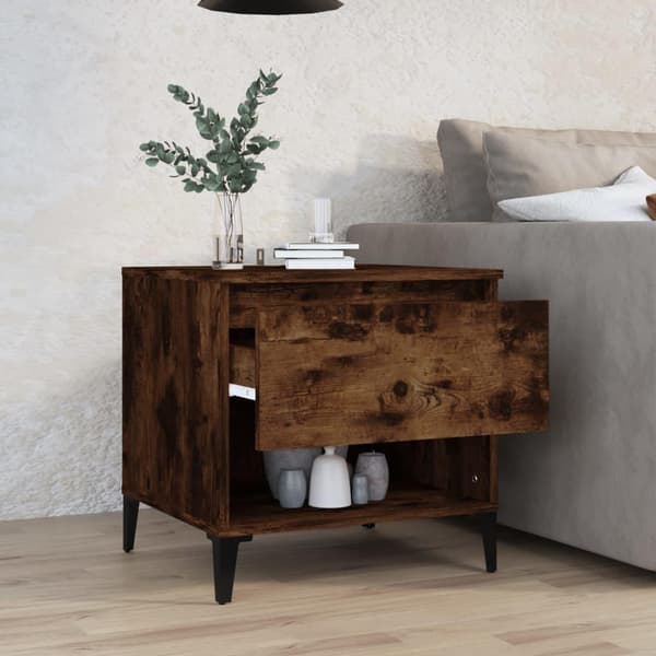 vidaXL Sidebord røkt eik 50x46x50 cm konstruert tre