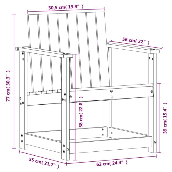 vidaXL Hagestol hvit 62x56x77 cm heltre furu