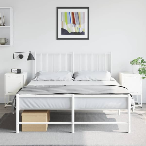 vidaXL Sängbord 2 st vit 36x39x60,5 cm stål