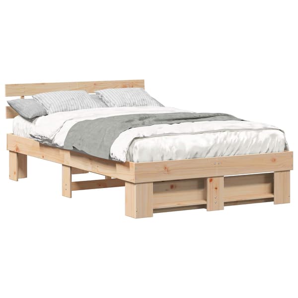 vidaXL Sengestamme med hodegjerde Brun 120 x 190 cm Massiv furu