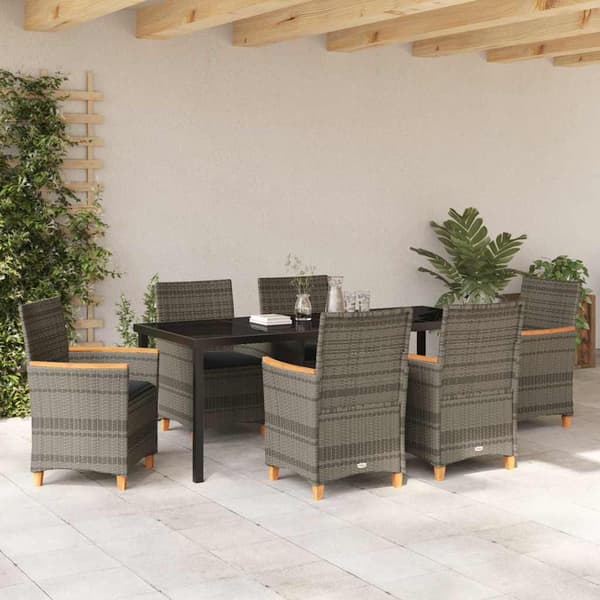 vidaXL Trädgårdsmöbelset 7 pcs Grå konstrotting
