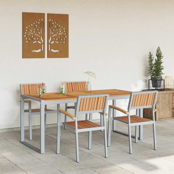 vidaXL Trädgårdsmöbelset 5 pcs Grå Massivt Akaciaträ