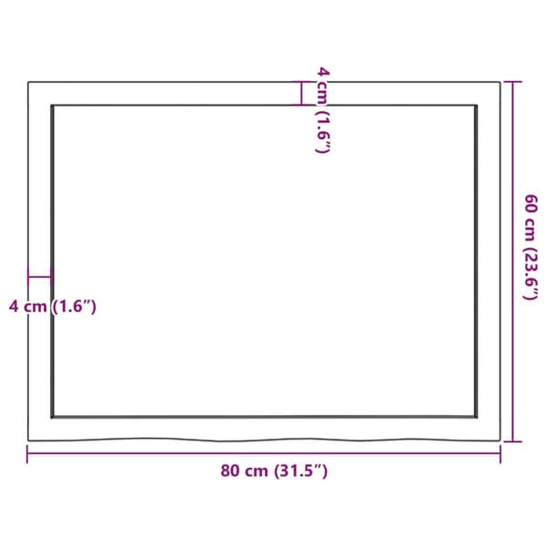 vidaXL Bordplate 80x60x(2-4) cm ubehandlet heltre eik