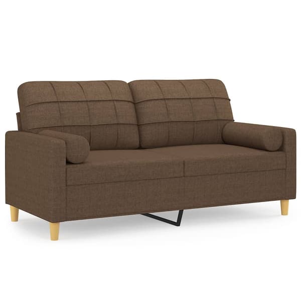 vidaXL 2-sits soffa med prydnadskuddar brun 140 cm tyg