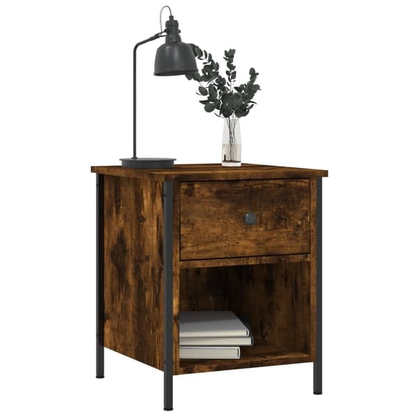 vidaXL Nattbord røkt eik 40x42x50 cm konstruert tre