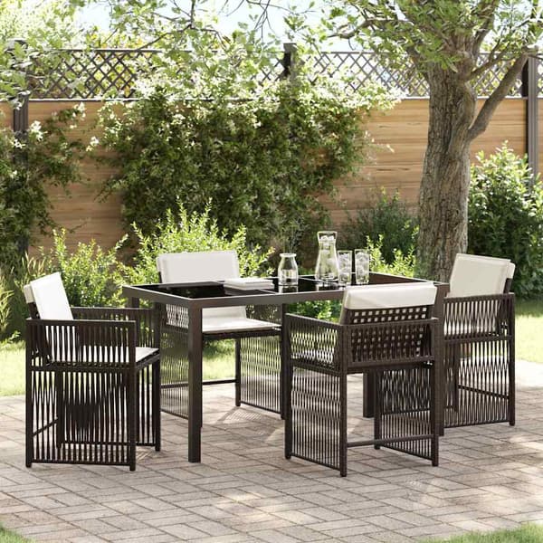 vidaXL Hage Spisegruppe 5 pcs Brun polyrotting